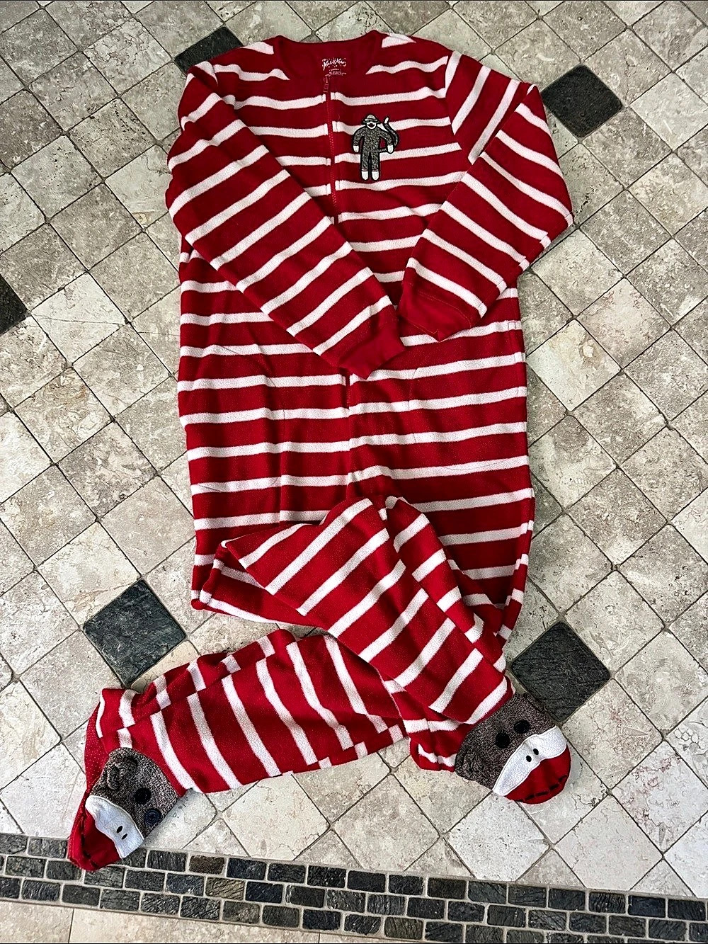 Nickelodeon Sock Monkey Striped Footed Pajama Set